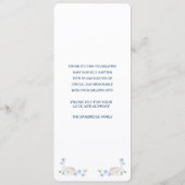 Menu Baptême de la Croix Florale Bleue (Dos)