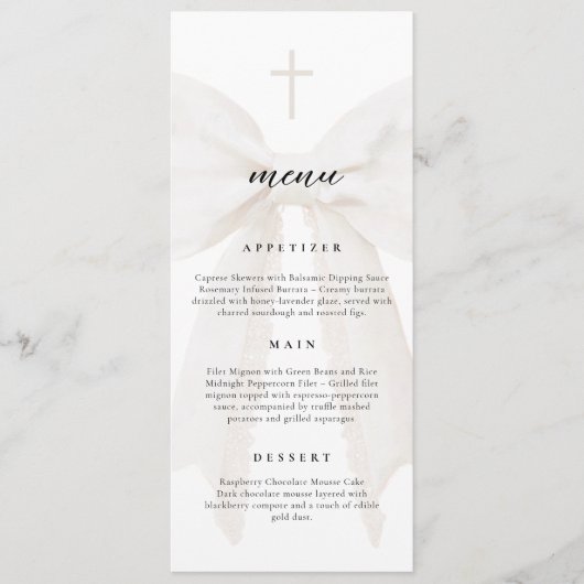 Menu Baptême de la dentelle blanche (Devant)