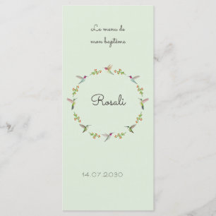 Menu Baptême des colibris d'Anna