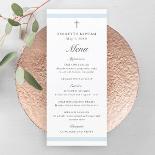 Menu Baptême élégant moderne bleu garçons