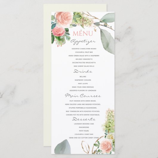 Menu Baptême Fille Roses Roses Roses Roses Roses R (Devant / Derrière)