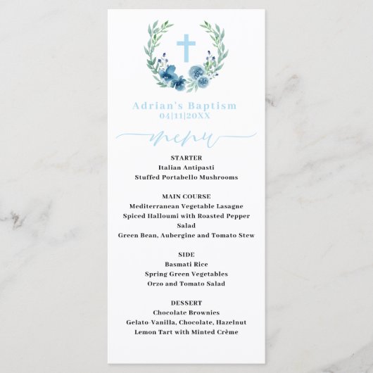 Menu Baptême Garçon Bleu (Devant)