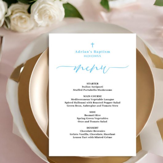 Menu Baptême Garçon Bleu