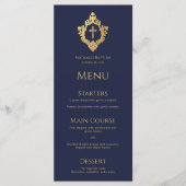Menu Baptême garçon Marine Croix d'or bleu dans Crest V (Devant)
