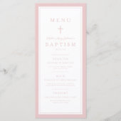 Menu Baptême Moderne Fille Croix Rose (Devant)