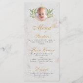 Menu Baptême Photo Botanique Or Marbre Feuilles Feuilla (Devant)