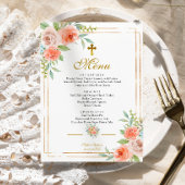 Menu Baptême Rose & Gold Frame