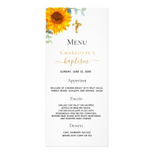 Menu Baptême tournesol eucalyptus verdure