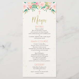 menu Baptism Christening Floral