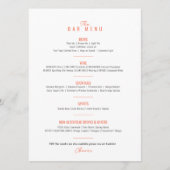 Menu Bar à mariage aquarelle orange bougainvillée (Devant)