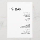Menu Bar à Mariage blanc minimaliste (Devant)