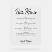 Menu Bar Boissons Alcool Mariage Minimaliste (Recto)
