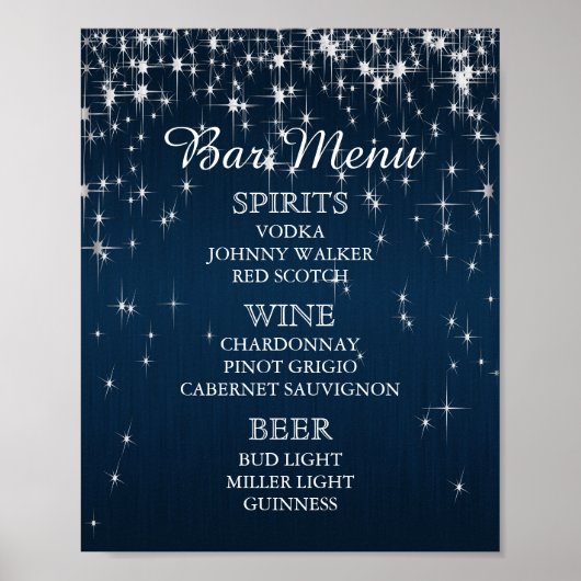 Menu Bar - Charming Star Struck Wedding Poster (Voorkant)
