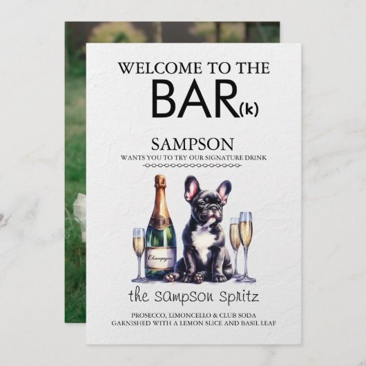 Menu Bar de chien bouledogue français noir (Devant / Derrière)