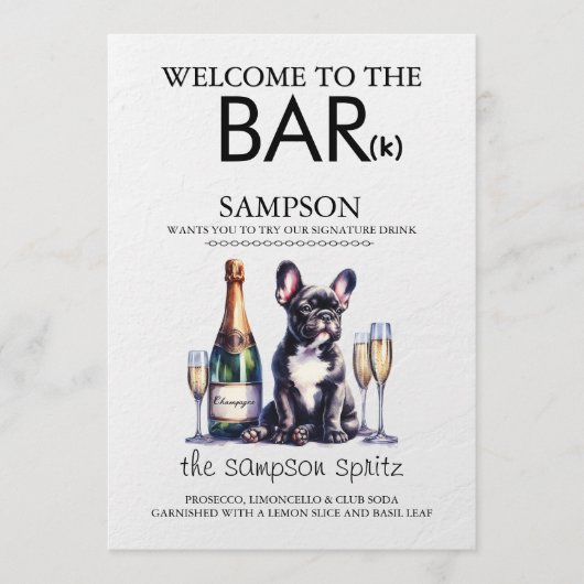 Menu Bar de chien bouledogue français noir (Devant)