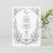 Menu Bar de mariage botanique gothique noir et blanc (Debout devant)