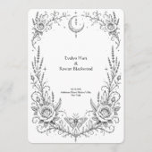 Menu Bar de mariage botanique gothique noir et blanc (Dos)