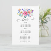 Menu Bar de mariage floral rose chaud (Debout devant)