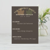 Menu Bar de mariage rustique brun foncé et vert olive e (Debout devant)