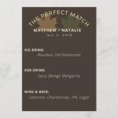 Menu Bar de mariage rustique brun foncé et vert olive e (Devant)