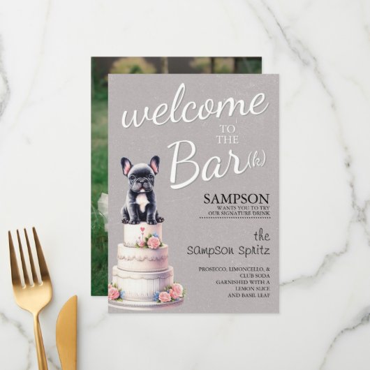 Menu Bar du Bouledogue Français (Devant/Arrière en situation)