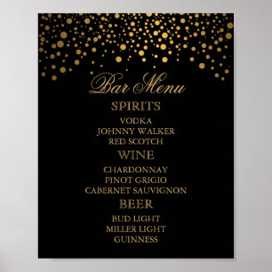 Menu Bar - Gold Confetti-Stippen op zwart Poster