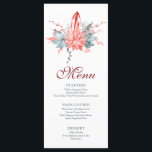 Menu Bar Mitsva Floral Botanique Aquarelle de Succulent<br><div class="desc">Cette conception présente un élégant bouquet floral de succulentes aquarelles en bleu clair et argent avec des fleurs rouges corail sur fond blanc avec vos informations de menu au centre. Personnalisez en modifiant le texte dans les zones de texte. Conçu pour vous par Evco Studio www.zazzle.com/store/evcostudio #mitzvah #batmitzvah #eventplanner #mazeltov...</div>
