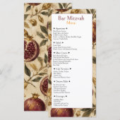 Menu Bar Mitzvah, Célébration Casher, Grenade (Devant / Derrière)