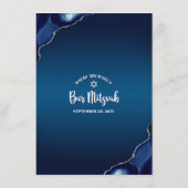 Menu Bar Mitzvah Galaxie Aquarelle Agate Navy Script (Dos)