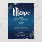 Menu Bar Mitzvah Moderne Bleu Nuit Ombré Agate Script (Devant)