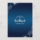Menu Bar Mitzvah Moderne Bleu Nuit Ombré Agate Script (Dos)