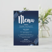 Menu Bar Mitzvah Moderne Bleu Nuit Ombré Agate Script (Debout devant)