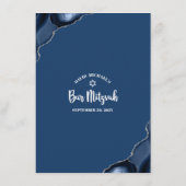 Menu Bar Mitzvah Moderne Gras Bleu Marine Agate Script (Dos)