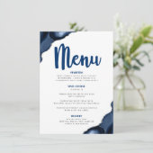 Menu Bar Mitzvah Moderne Gras Bleu Marine Agate Script (Debout devant)