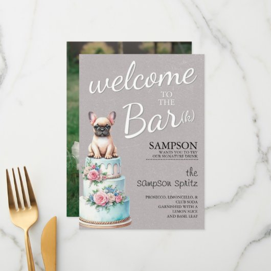 Menu Bar pour Bouledogue Français (Devant/Arrière en situation)