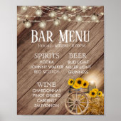 Menu Bar - Rustige houten loop & zonnebloemen Poster (Voorkant)