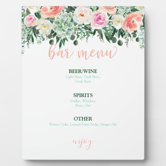 Menu Bar - Slanke bruiloft Fotoplaat (Voorkant)