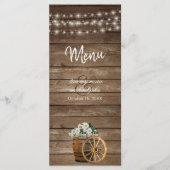 Menu Baril de bois rustique et Fleurs blanches de pays (Devant)