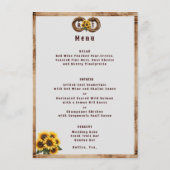 Menu Baril de whisky Tournesols Country Western (Dos)