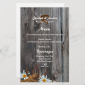 Menu Barn Wood, Hoefijzers en Daisies (Voorkant / Achterkant)