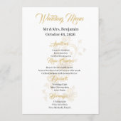 Menu Baroque doré, motif floral en écriture cursive | É (Dos)