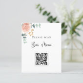 Menu Barre Code QR bleu floral eucalyptus (Debout devant)