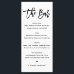Menu Barre de Mariage de calligraphie moderne en noir g<br><div class="desc">Ajoutez ces cartes de menu de boissons personnalisables à votre paysage de table d'évènement. Il présente une calligraphie moderne et une typographie simple en noir. Cette carte de menu du bar calligraphie moderne est parfaite pour les mariages,  les douches nuptiales,  les baby showers,  et bien plus encore.</div>