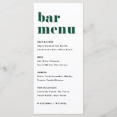 Menu Barre de Mariage Green Bold Retro Typography (Devant)