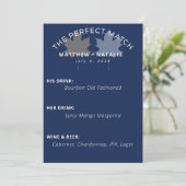 Menu Barre de Mariage Moderne Gras Bleu Cobalt Or (Debout devant)