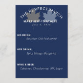 Menu Barre de Mariage Moderne Gras Bleu Cobalt Or (Devant)