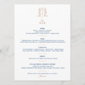 Menu Barre de mariage monogramme blanche en couronne bl (Devant)
