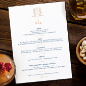 Menu Barre de mariage monogramme blanche en couronne bl