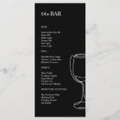 Menu Barre de Mariage noir et blanc minimale (Devant)