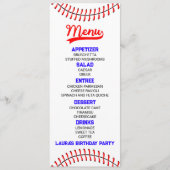 Menu Baseball Sports Rouge Bleu Nourriture fête d'anniv (Devant)